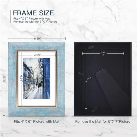 5x7 Picture Frames Set of 4 Rustic Retro Photo Frame Tempered Glass Wall Mount - Picture 5 of 6